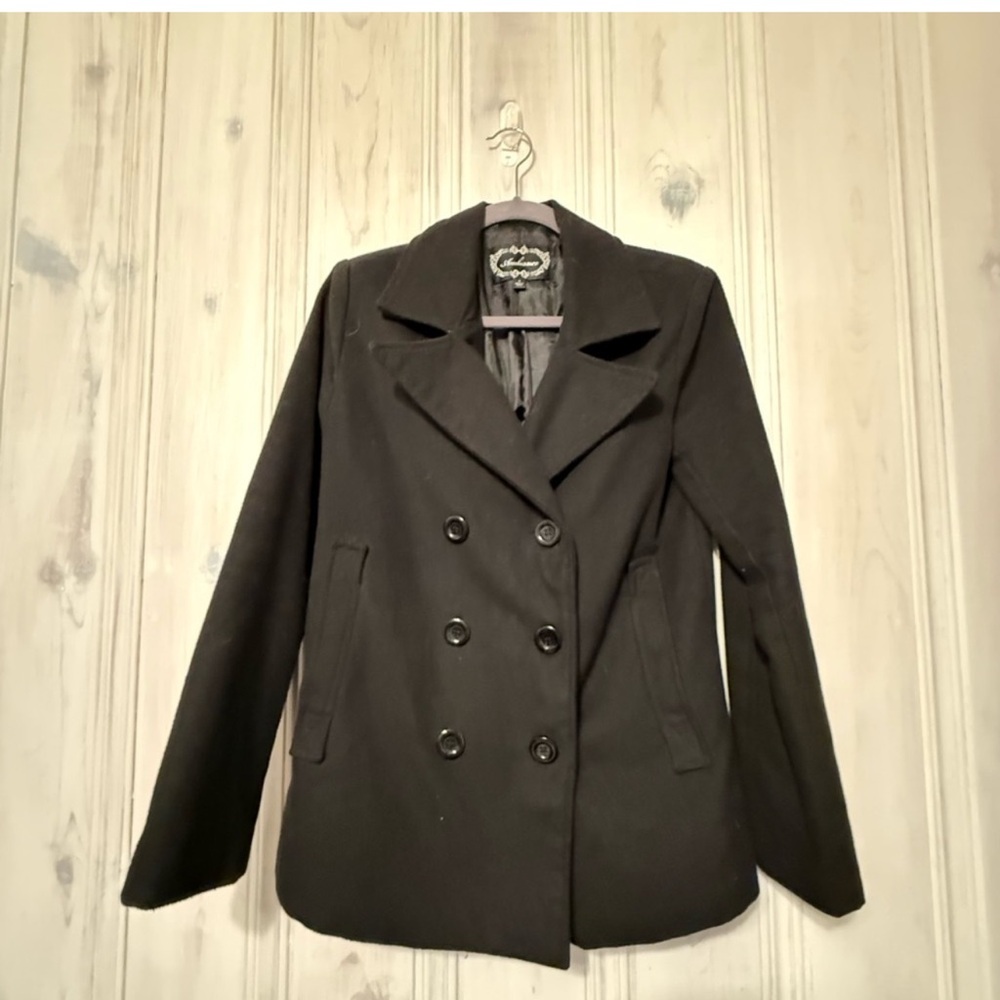 Like new Elegant Black Double-Breasted Women's Coat